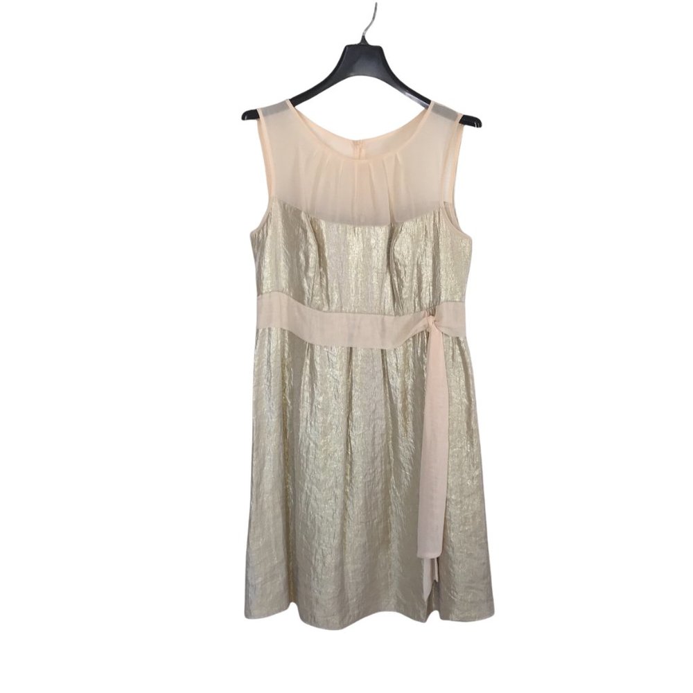 Summer time Gold Shimmer Party Dress with Sheer Top Size 12